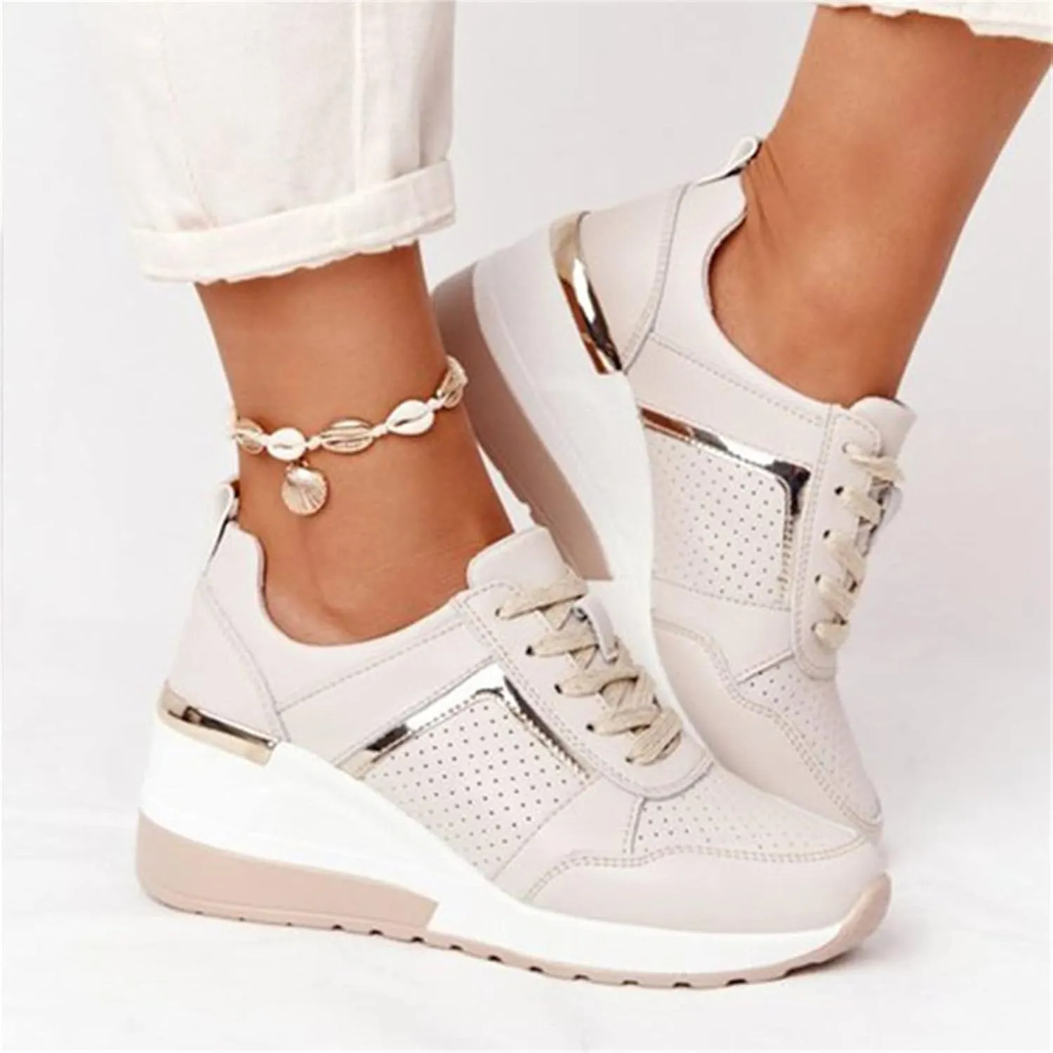 Ladmiple Shoes For Women Sneakers Trendy Slip On Running Shoes Non Slip Walking Shoes Gym Fashion Platform Tennis Shoes