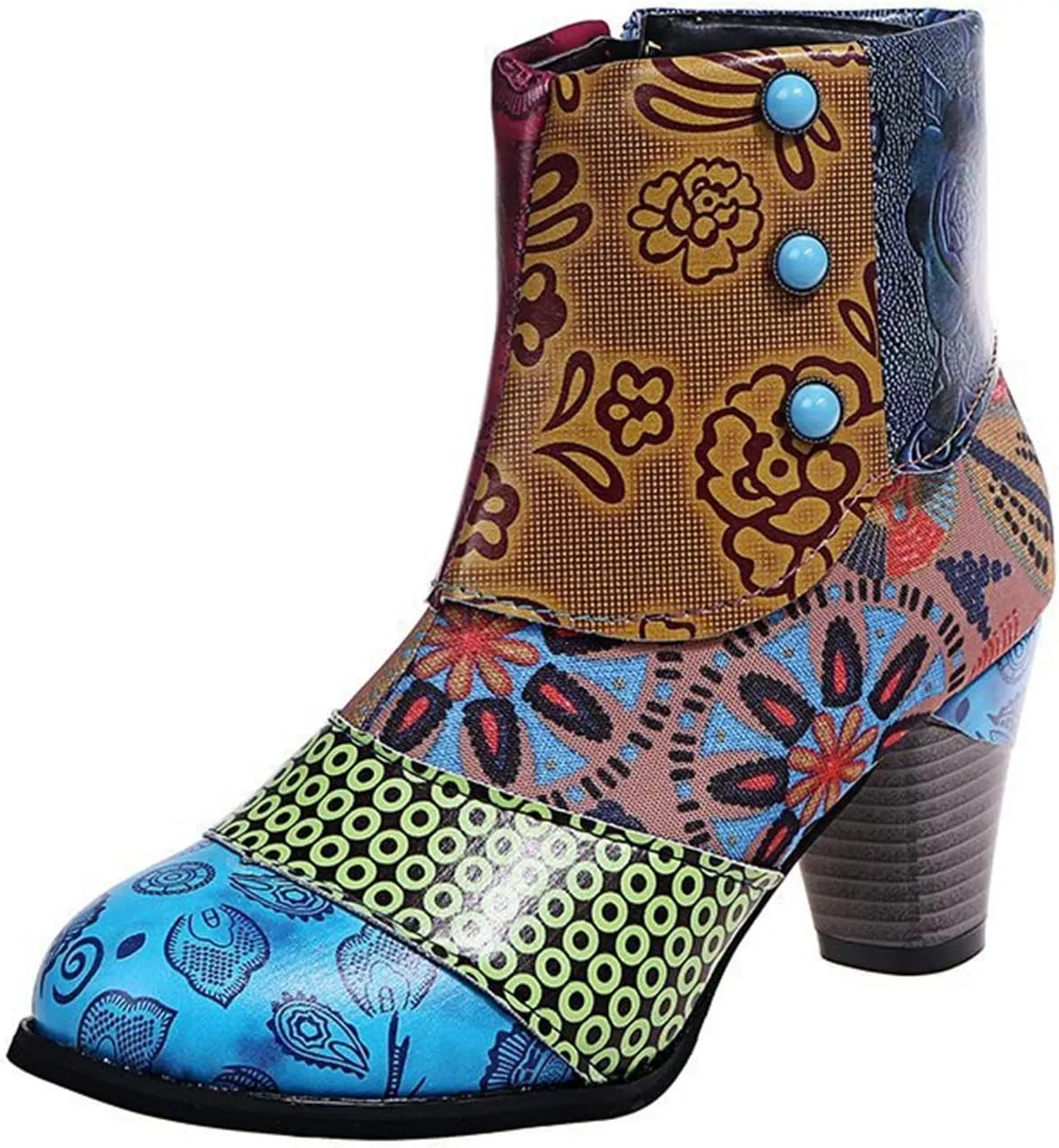 Lausiuoe Ankle Boots For Women Dressy Chunky Heel Cowgirl Cowboy Western Short Booties Wide Width Side Zipper Booties