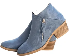 Lausiuoe Ankle Boots For Women Dressy Chunky Heel Fashion Short Boots Side Zipper Booties Wide Width Western Shoes