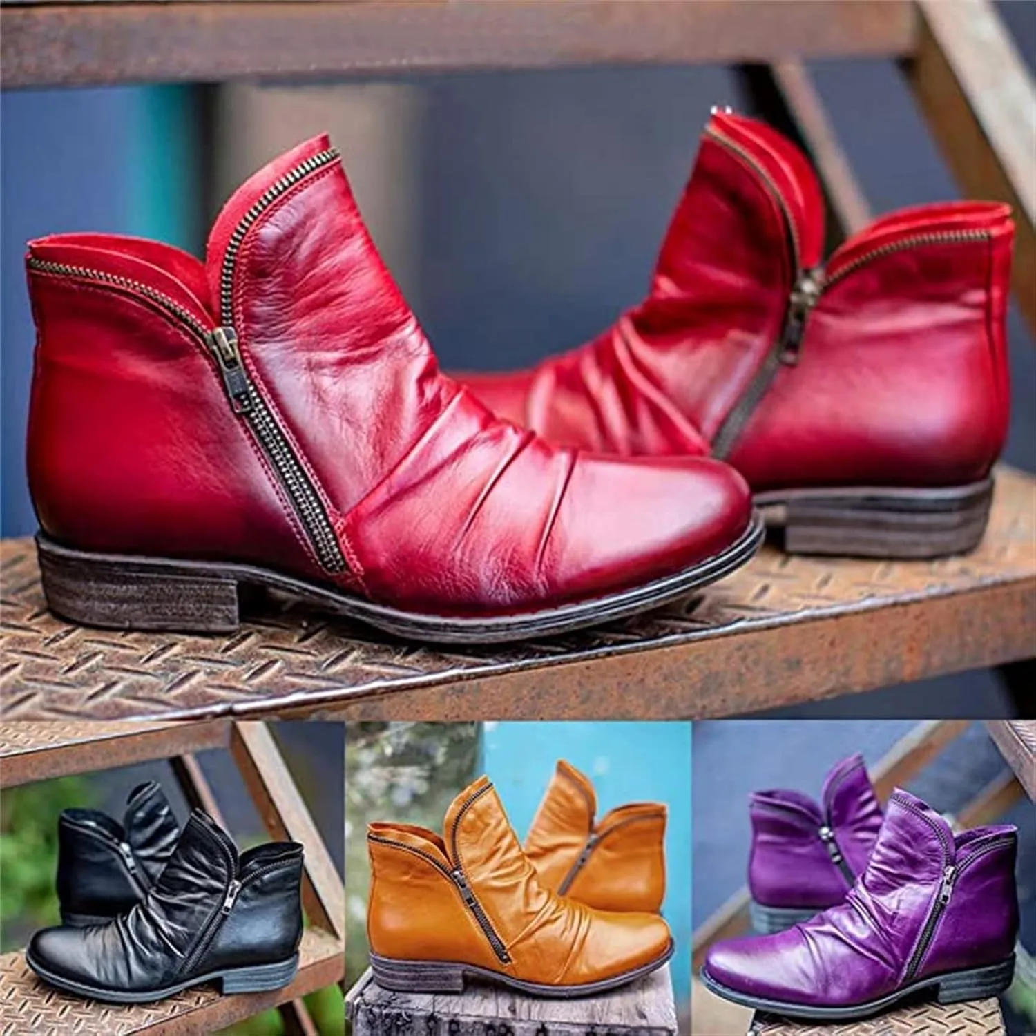 Lausiuoe Boots For Women Ankle Booties Flat Heel Western Shoes Ladies Casual Dressy Comfortable Fashion Short Booties
