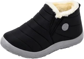Lausiuoe Snow Boots For Women Waterproof Insulated Non Slip Winter Shoes Slip On Ankle Booties Fur Lined Outdoor Sneakers