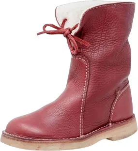 Leather Water Proof Insulated Boots for Women Fashionable Solid Mid Calf Boots Fleece Lined Warm Womens Mid Hiking Shoes