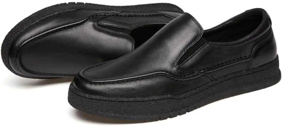 Loafer Shoes for Men Genuine Leather Classic Stitching Details Round Toe Rubber Sole Resistant Flexible Lightweight Anti-Slip Driving Slip on for Any Attire