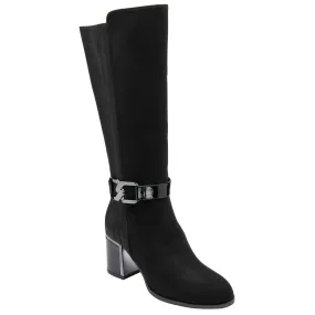 Lotus Elsa Ladies Black Textile Side Zip Mid-Calf Boots