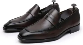 Men's Dress Leather Shoes Formal Oxford Shoes for Men Round Toe Casual Business Leather Shoes Comfortable Wedding Shoes Slip On Leather Driving Shoes,Brown,9US/43EU