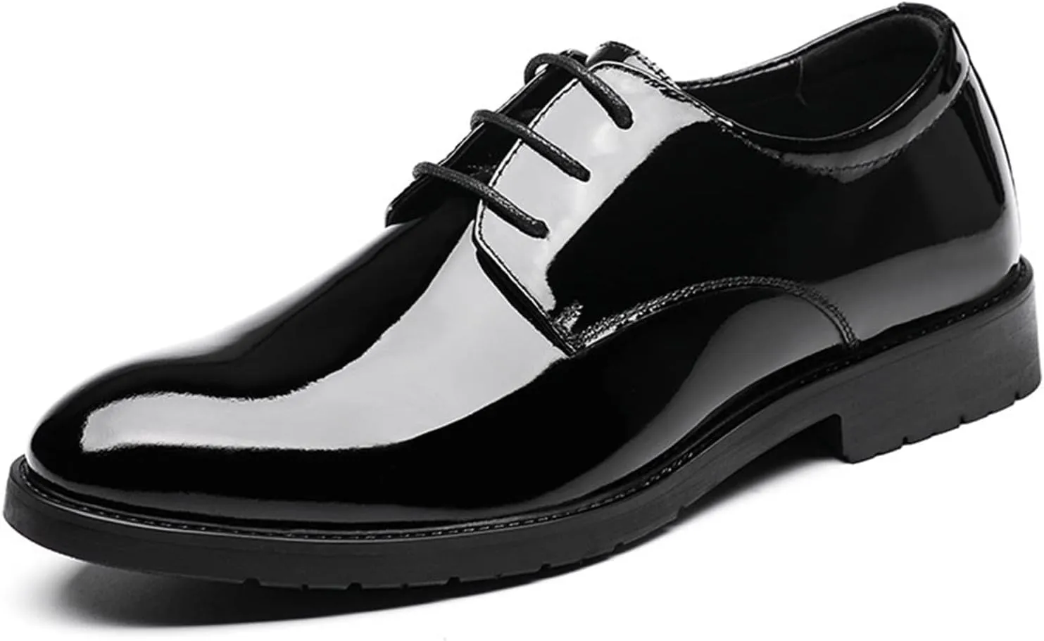 Men's Dress Shoes Faux Patent Leather Oxford Dress Shoes, Casual Business Oxford Leather Shoes Formal Tuxedo Shoes for Men