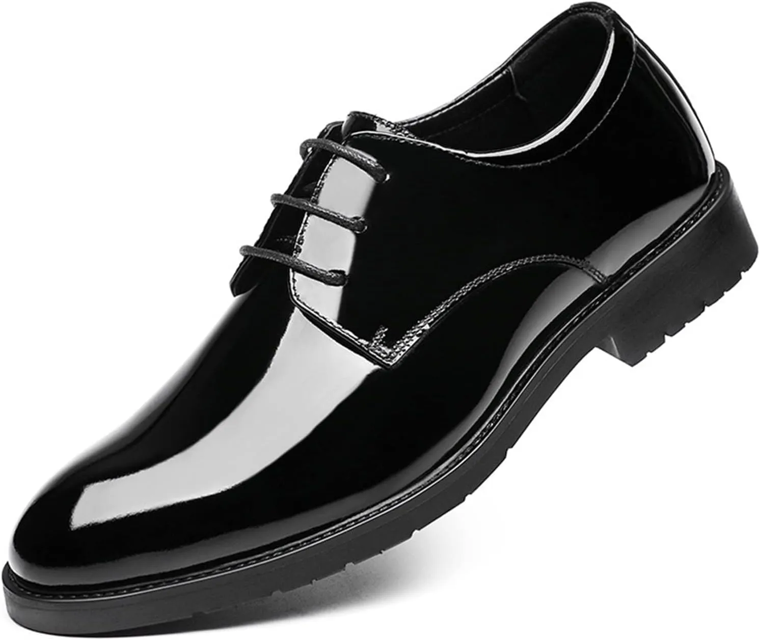 Men's Dress Shoes Faux Patent Leather Oxford Dress Shoes, Casual Business Oxford Leather Shoes Formal Tuxedo Shoes for Men