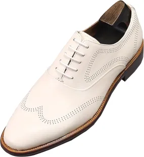 Mens Lace Up Oxford Genuine Leather Wingtip Brogue Casual Leather Shoes Smart Office Work Formal Shoes