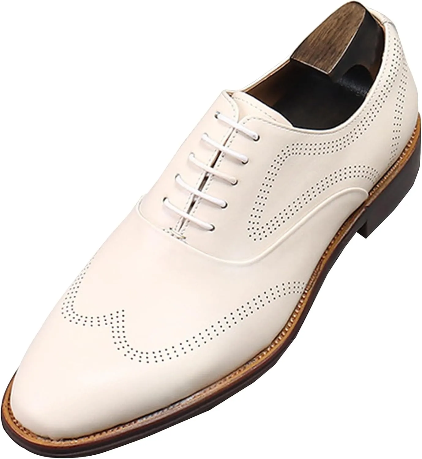 Mens Lace Up Oxford Genuine Leather Wingtip Brogue Casual Leather Shoes Smart Office Work Formal Shoes