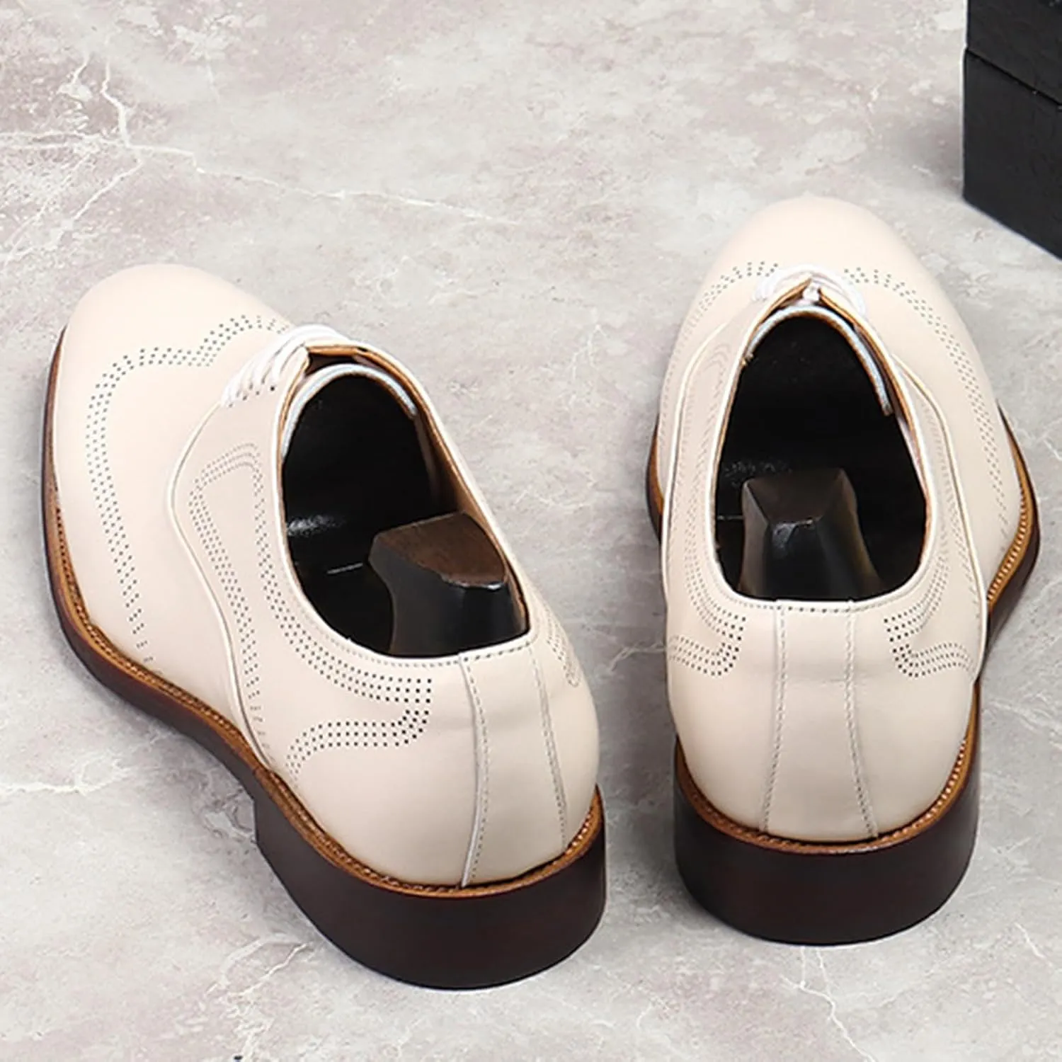 Mens Lace Up Oxford Genuine Leather Wingtip Brogue Casual Leather Shoes Smart Office Work Formal Shoes
