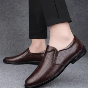 Men's Leather Dress Oxford Shoes, Waterproof Slip-On Casual Shoes with Soft Bottom