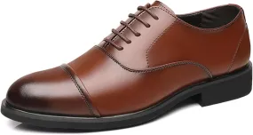 Men's Leather Low Heel Slip-On Business Oxford Shoes Comfort Dress Sneakers Men Fashion Business Casual Plus Size Casual Business Low Top Pointed Toe Breathable Suit Shoes