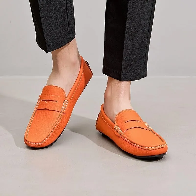Men's Loafers - Round Toe Solid Color Faux Leather Loafers, Flexible Lightweight Comfortable Slip-Ons for Driving, Casual, and Wedding Wear