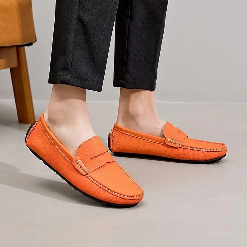 Men's Loafers - Round Toe Solid Color Faux Leather Loafers, Flexible Lightweight Comfortable Slip-Ons for Driving, Casual, and Wedding Wear