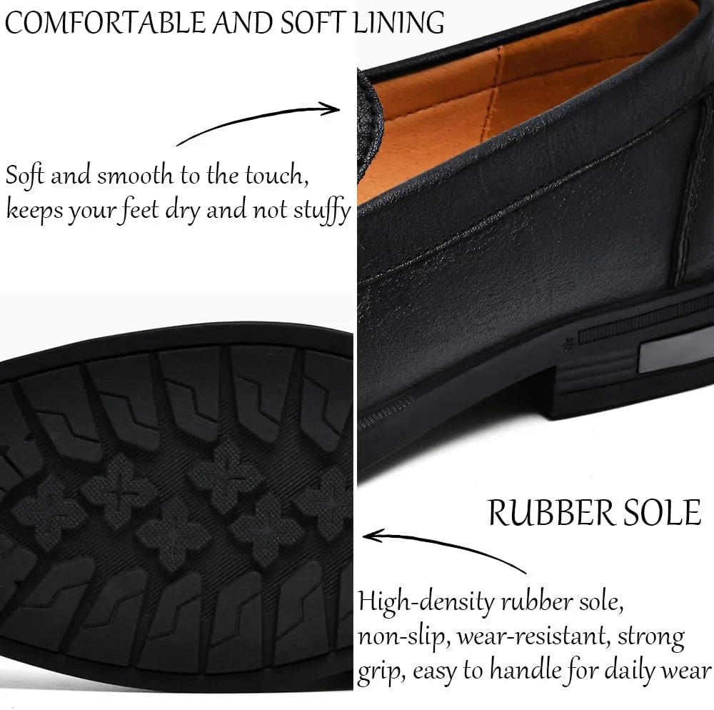 Men's Loafers Slip-On Dress Shoes ?C Men's Genuine Leather Business Casual Shoes,Hollow and Breathable Comfortable,Suitable for Work,Office Or Daily Wear