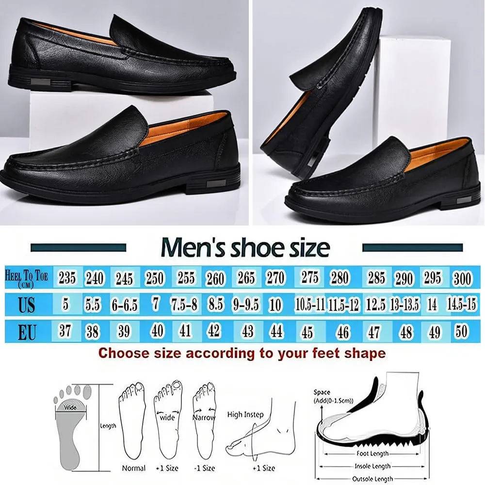 Men's Loafers Slip-On Dress Shoes ?C Men's Genuine Leather Business Casual Shoes,Hollow and Breathable Comfortable,Suitable for Work,Office Or Daily Wear
