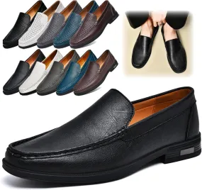 Men's Loafers Slip-On Dress Shoes ?C Men's Genuine Leather Business Casual Shoes,Hollow and Breathable Comfortable,Suitable for Work,Office Or Daily Wear