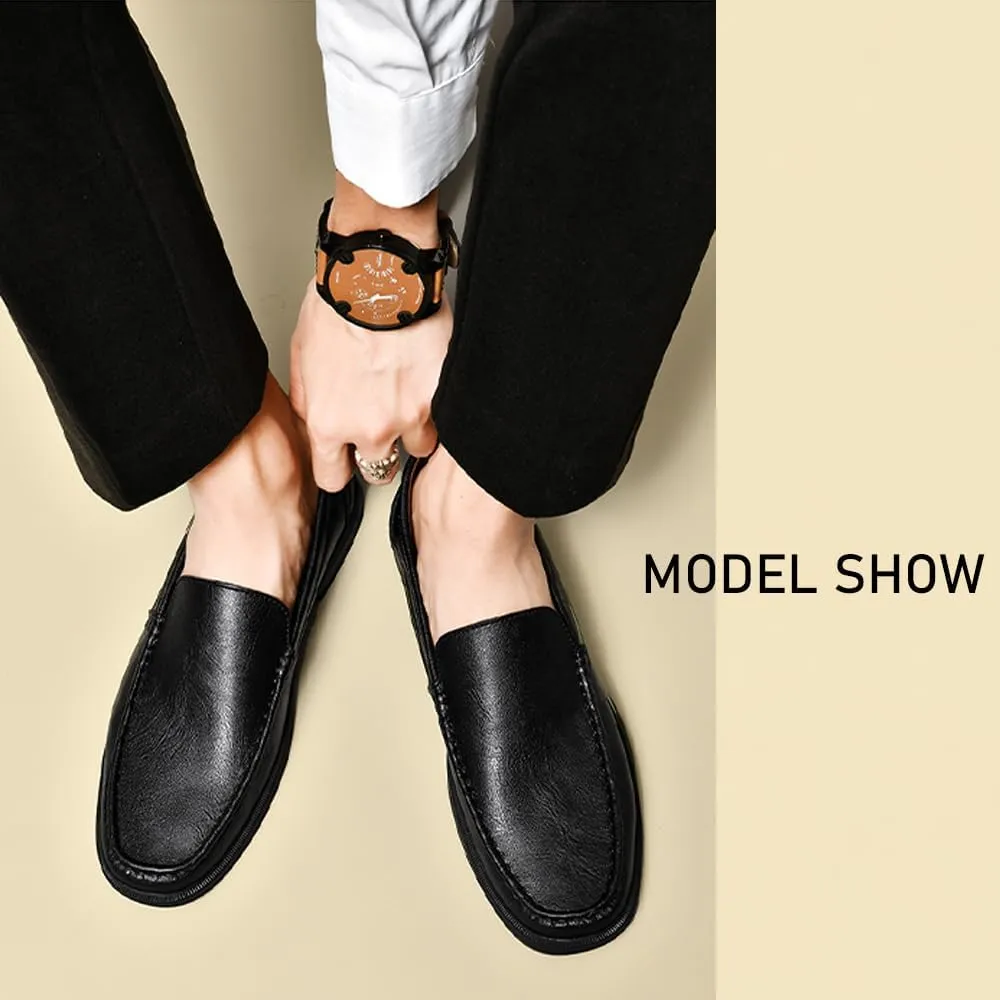 Men's Loafers Slip-On Dress Shoes ?C Men's Genuine Leather Business Casual Shoes,Hollow and Breathable Comfortable,Suitable for Work,Office Or Daily Wear