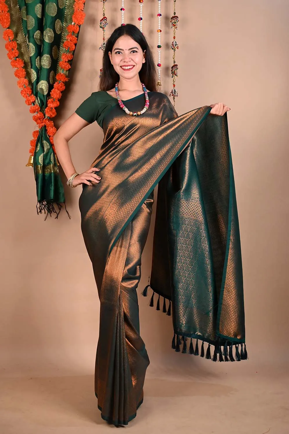 Ready To Wear Georgette Kanjeevaram With Ethnic Motif And Woven Detailed  Border & Ornate Pallu  Wrap in 1 minute saree