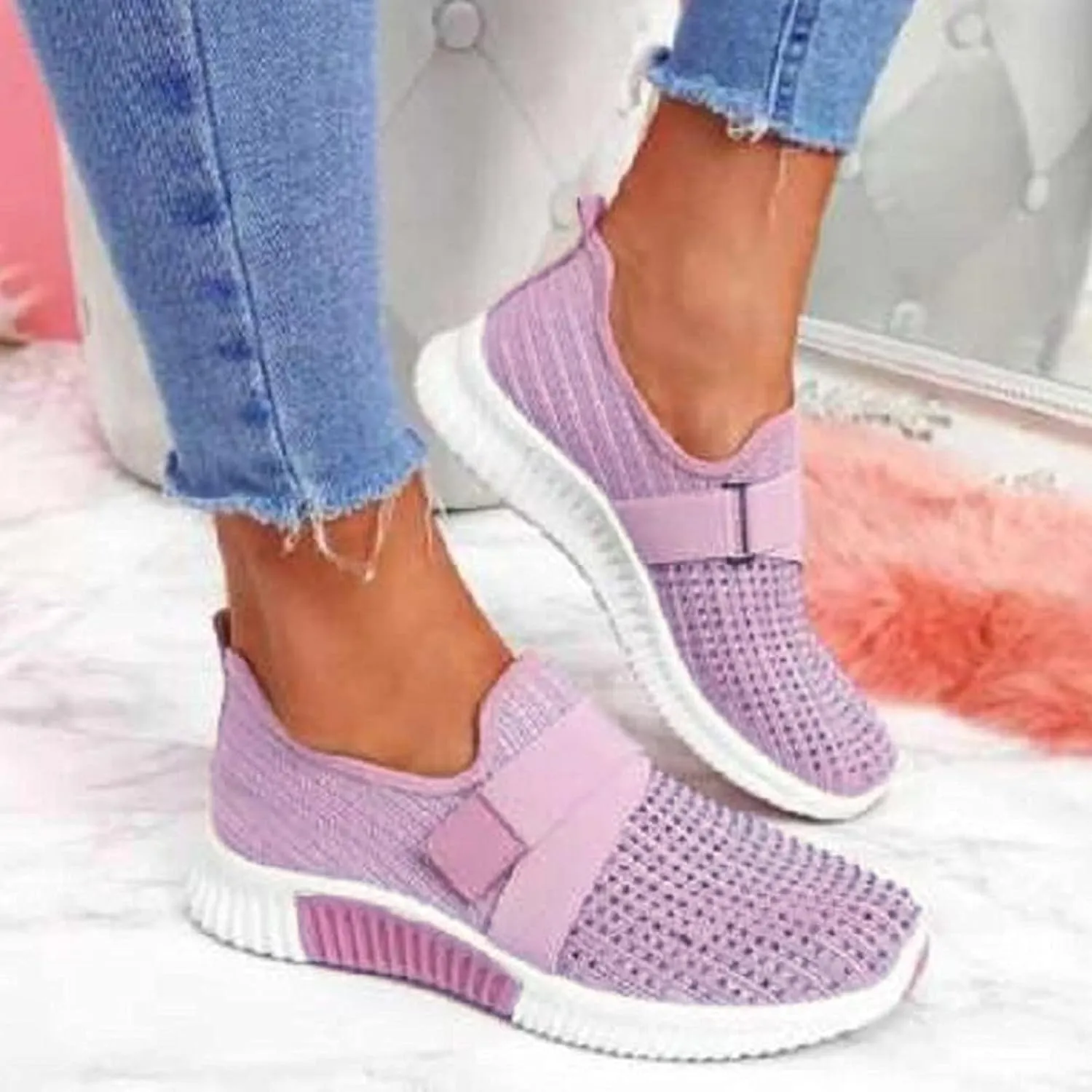 Womens Orthopedic Diabetic Walking Shoes Slip On Sneakers with Arch Support Comfortable Casual Loafers Plantar Fasciitis Foot Pain Relief