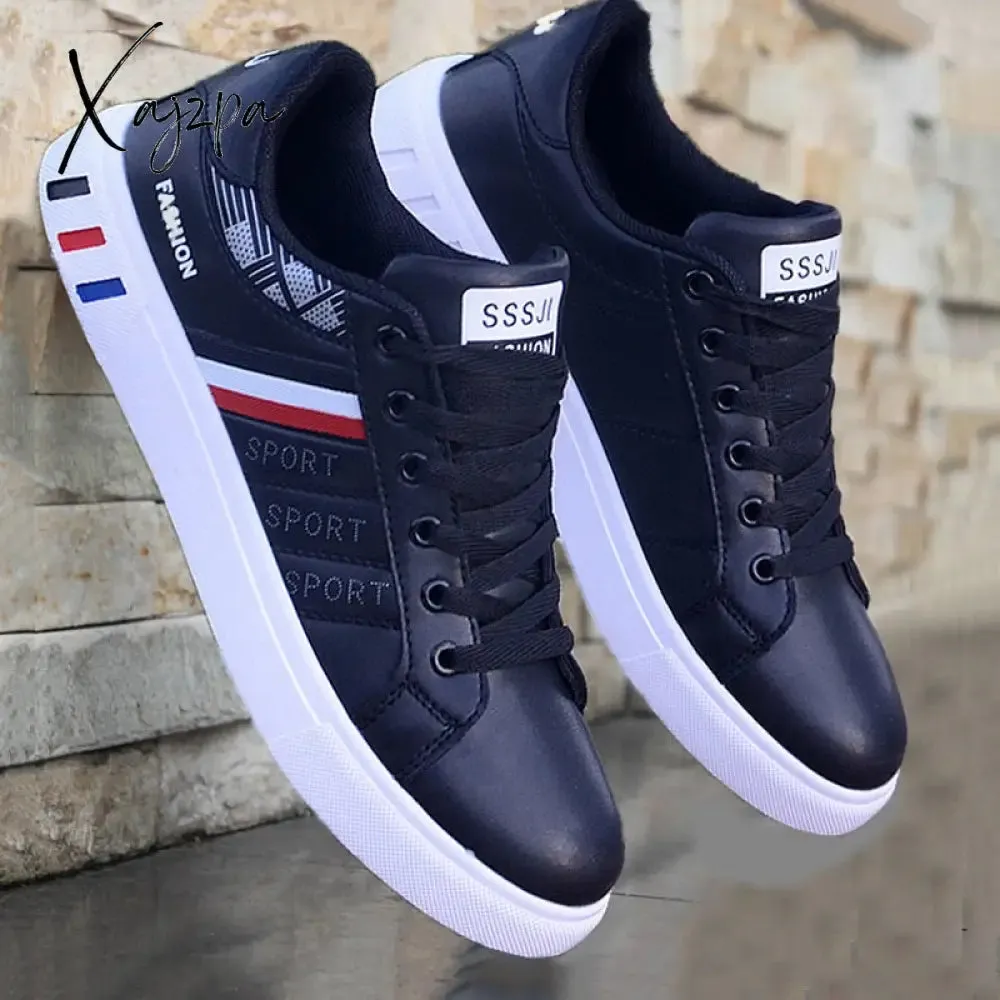 Xajzpa - Men&#39;s Casual Shoes Lightweight Breathable Men Shoes Flat Lace-Up Men Sneakers White Business Travel Unisex Tenis Masculino
