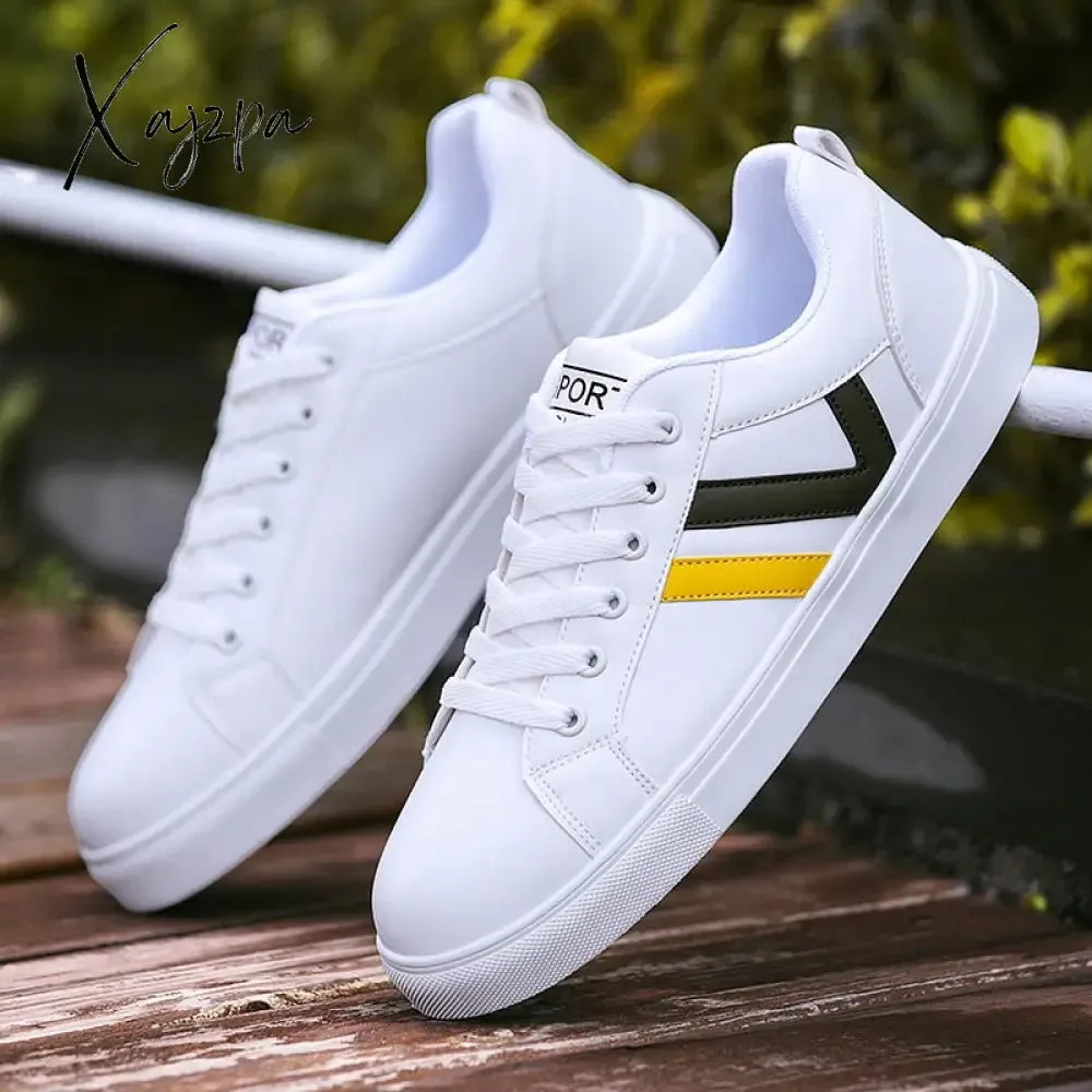Xajzpa - Men&#39;s Casual Shoes Lightweight Breathable Men Shoes Flat Lace-Up Men Sneakers White Business Travel Unisex Tenis Masculino